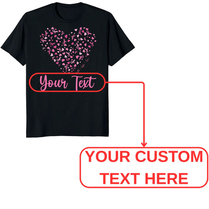 Custom Breast Cancer Support Heart Shirt, Personalized Pink Ribbon Team Tee