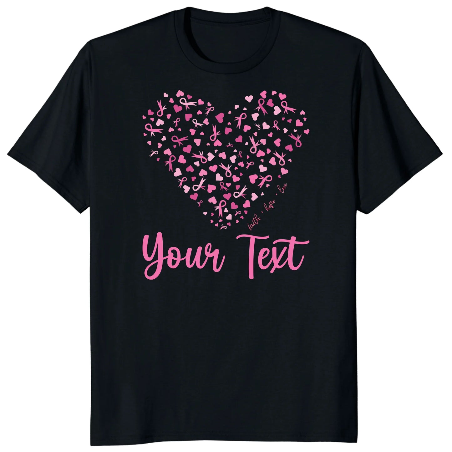Custom Breast Cancer Support Heart Shirt, Personalized Pink Ribbon Team Tee