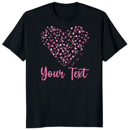 Custom Breast Cancer Support Heart Shirt, Personalized Pink Ribbon Team Tee