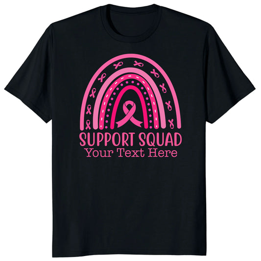 Custom Breast Cancer Support Squad Rainbow Shirt, Personalized Pink Ribbon Tee