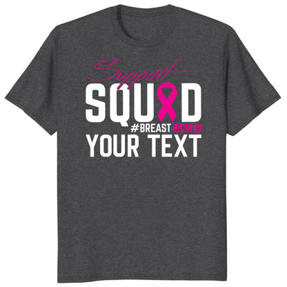 Custom Breast Cancer Support Squad for My Warrior Shirt, Personalized Pink Ribbon Support Tee