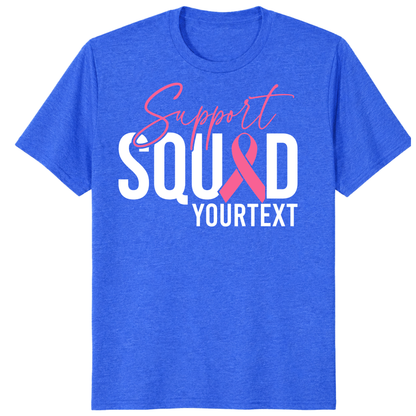 Custom Breast Cancer Support Squad Shirt, Personalized Pink Ribbon Team Tee