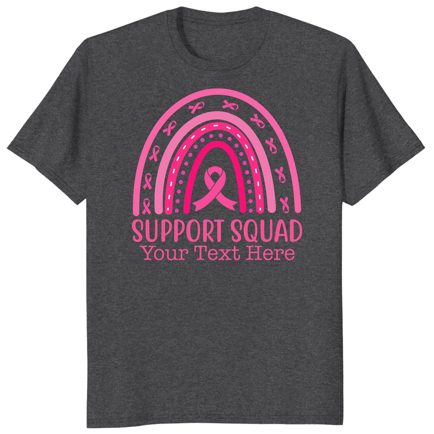 Custom Breast Cancer Support Squad Rainbow Shirt, Personalized Pink Ribbon Tee
