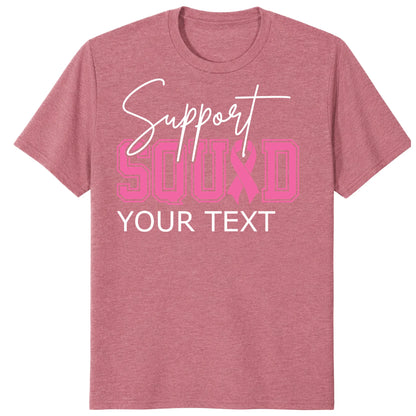 Personalized Breast Cancer Support Squad Shirt, Custom Pink Ribbon Matching Tee