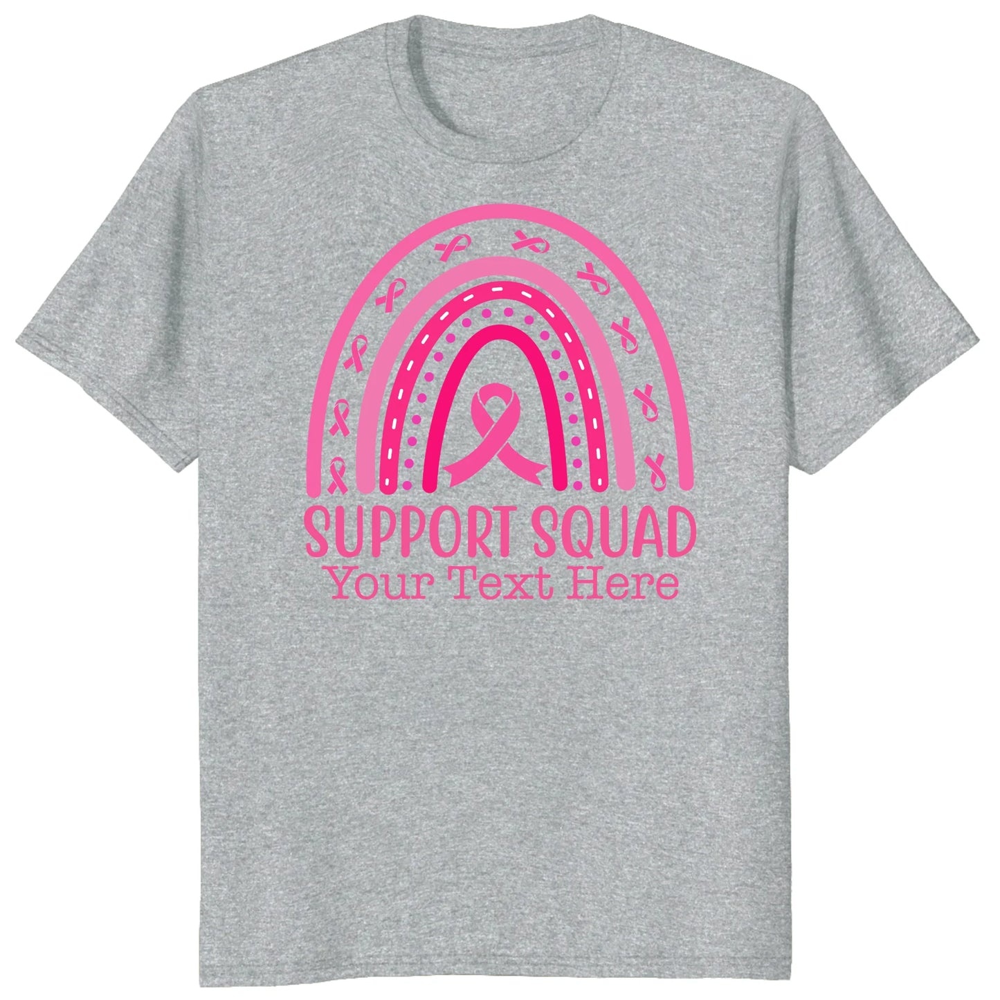 Custom Breast Cancer Support Squad Rainbow Shirt, Personalized Pink Ribbon Tee