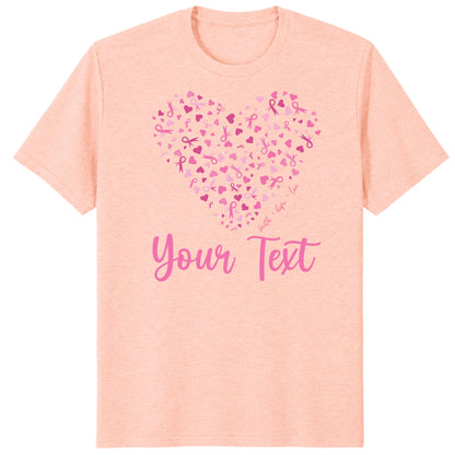Custom Breast Cancer Support Heart Shirt, Personalized Pink Ribbon Team Tee