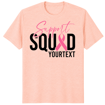 Custom Breast Cancer Support Squad Shirt, Personalized Pink Ribbon Team Tee