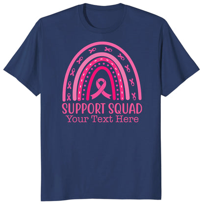 Custom Breast Cancer Support Squad Rainbow Shirt, Personalized Pink Ribbon Tee