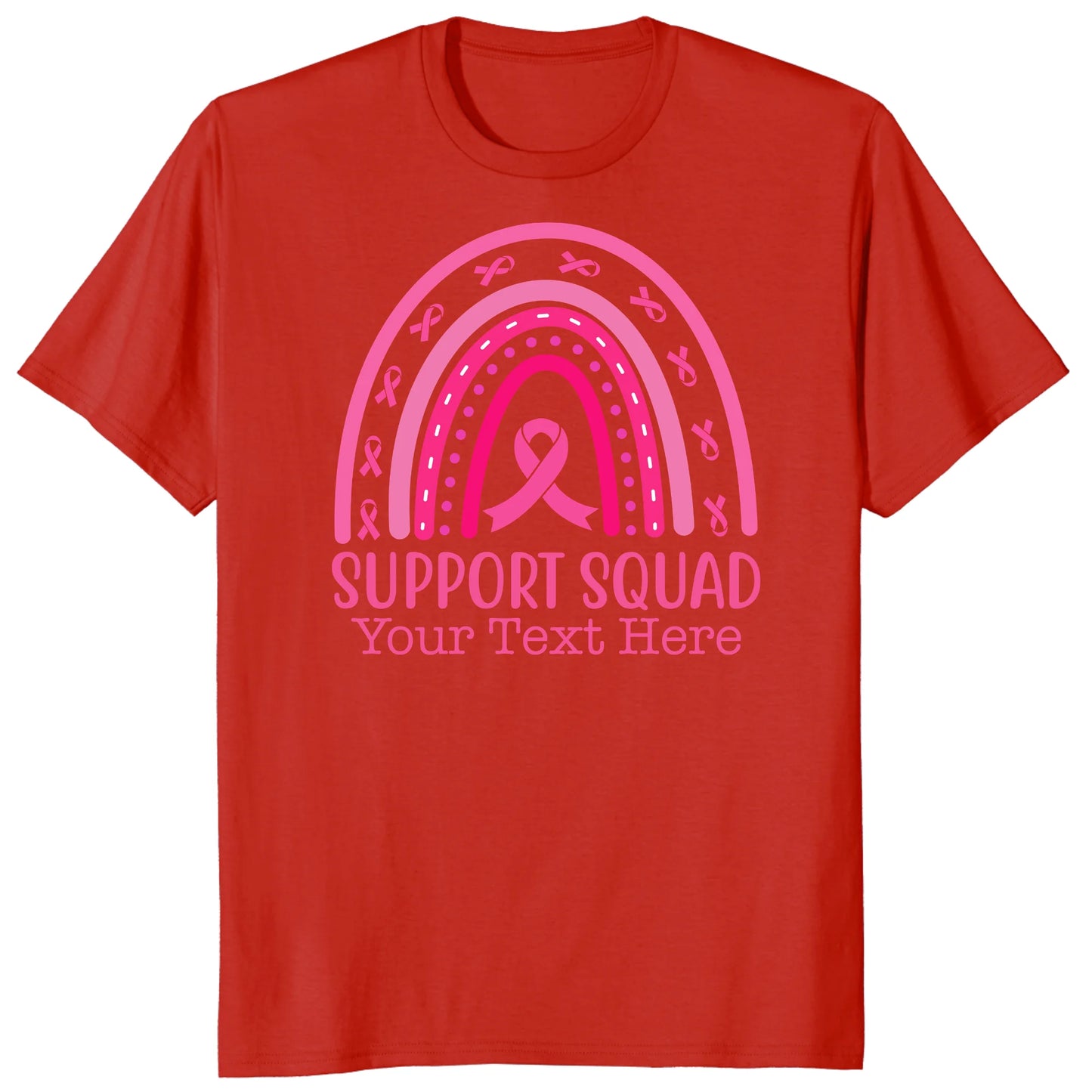 Custom Breast Cancer Support Squad Rainbow Shirt, Personalized Pink Ribbon Tee