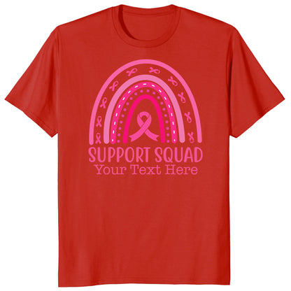 Custom Breast Cancer Support Squad Rainbow Shirt, Personalized Pink Ribbon Tee