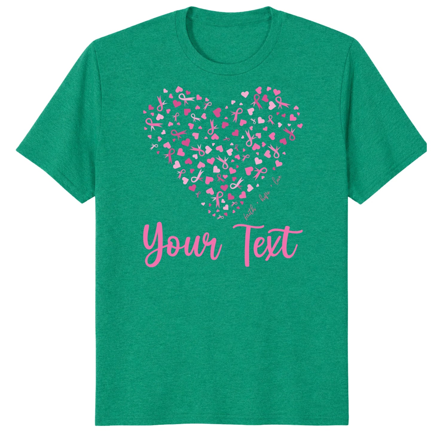 Custom Breast Cancer Support Heart Shirt, Personalized Pink Ribbon Team Tee