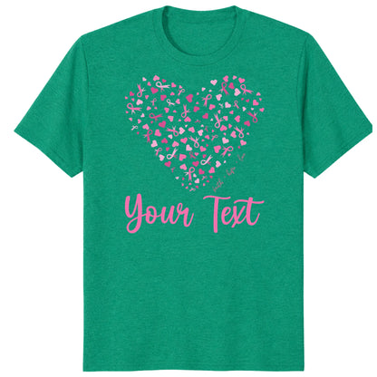 Custom Breast Cancer Support Heart Shirt, Personalized Pink Ribbon Team Tee