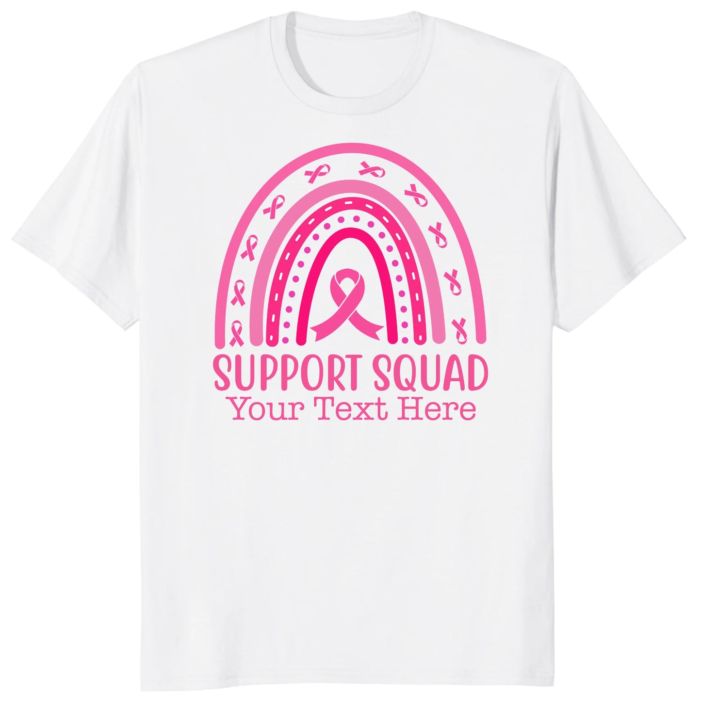 Custom Breast Cancer Support Squad Rainbow Shirt, Personalized Pink Ribbon Tee