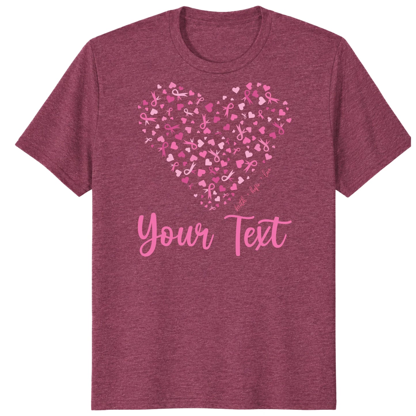 Custom Breast Cancer Support Heart Shirt, Personalized Pink Ribbon Team Tee