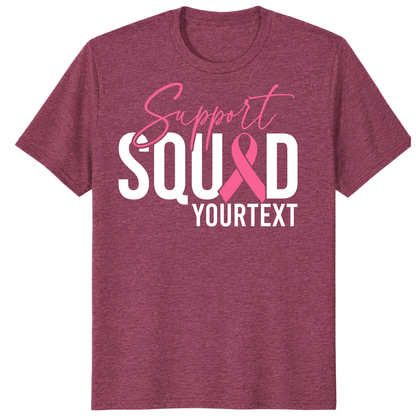 Custom Breast Cancer Support Squad Shirt, Personalized Pink Ribbon Team Tee
