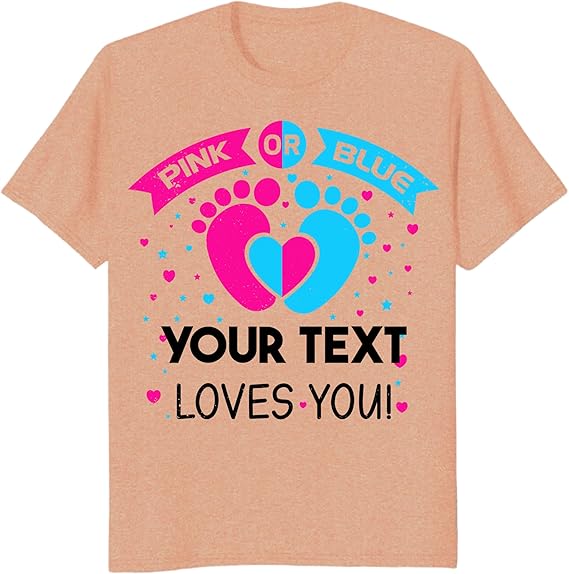 Custom Pink or Blue Gender Reveal Party T-Shirts, Personalized Family Matching Gender Fun Shirts, Daddy Mommy Loves You Tee