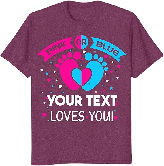 Custom Pink or Blue Gender Reveal Party T-Shirts, Personalized Family Matching Gender Fun Shirts, Daddy Mommy Loves You Tee