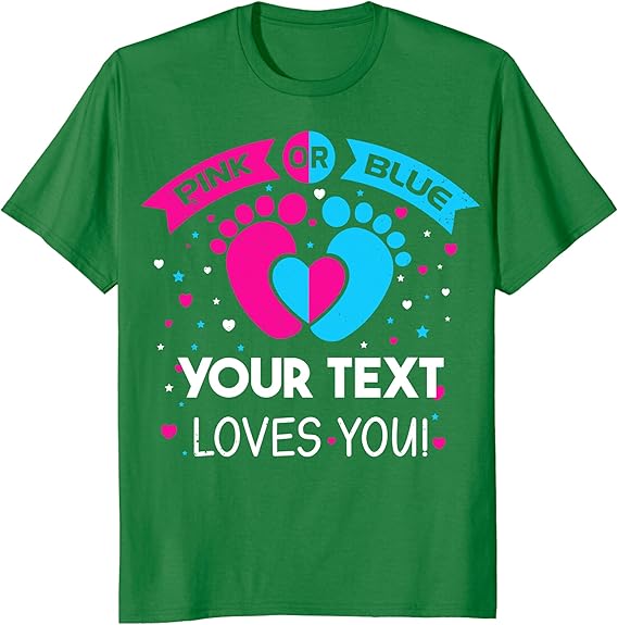 Custom Pink or Blue Gender Reveal Party T-Shirts, Personalized Family Matching Gender Fun Shirts, Daddy Mommy Loves You Tee