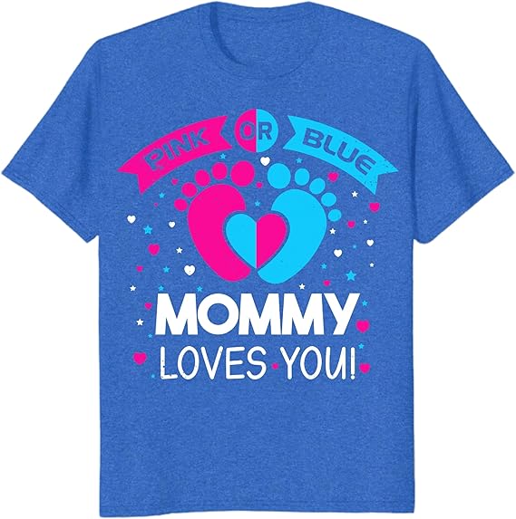 Custom Pink or Blue Gender Reveal Party T-Shirts, Personalized Family Matching Gender Fun Shirts, Daddy Mommy Loves You Tee