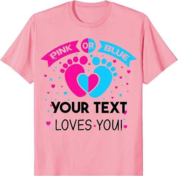 Custom Pink or Blue Gender Reveal Party T-Shirts, Personalized Family Matching Gender Fun Shirts, Daddy Mommy Loves You Tee