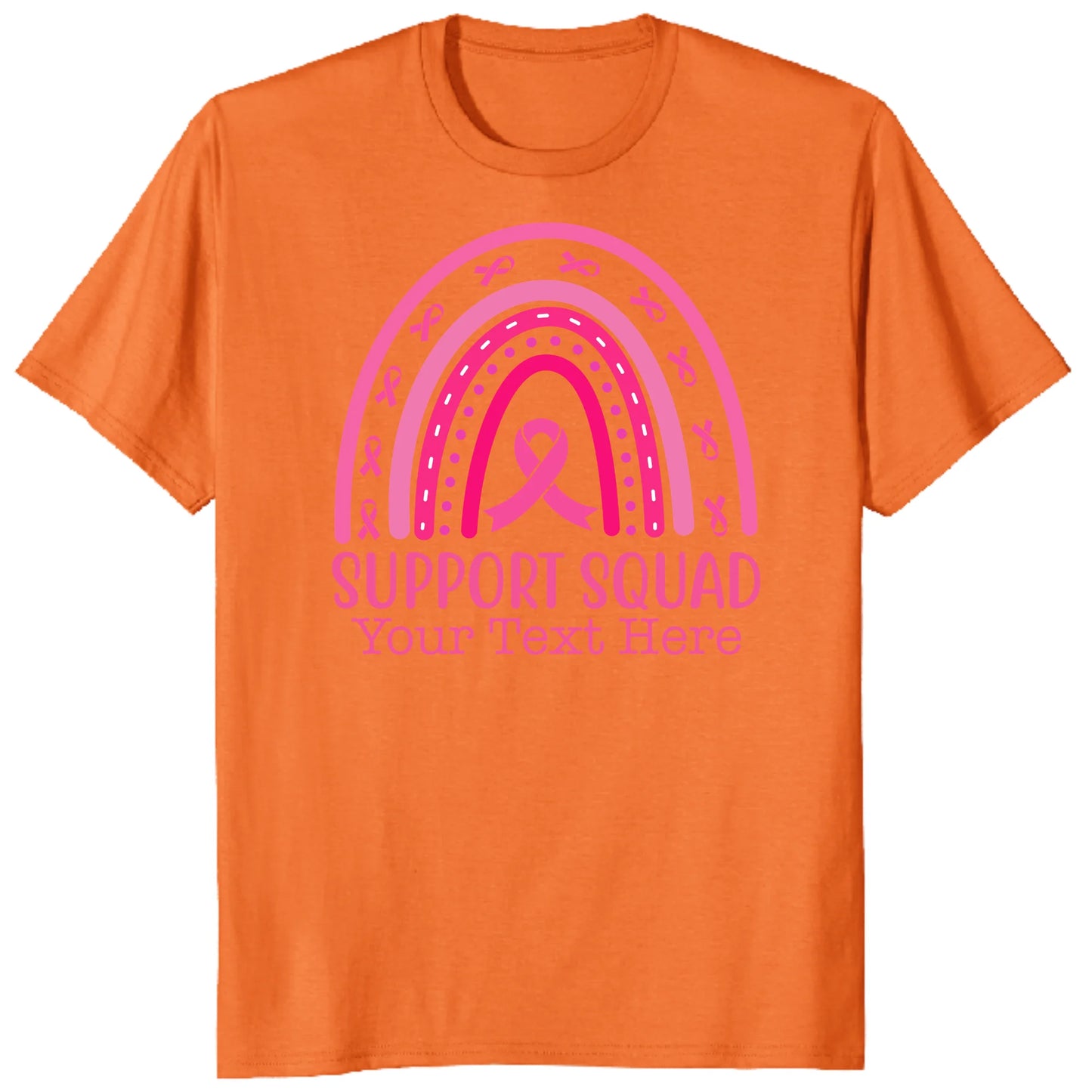 Custom Breast Cancer Support Squad Rainbow Shirt, Personalized Pink Ribbon Tee