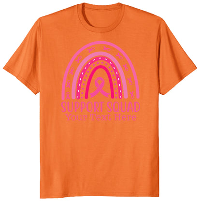 Custom Breast Cancer Support Squad Rainbow Shirt, Personalized Pink Ribbon Tee