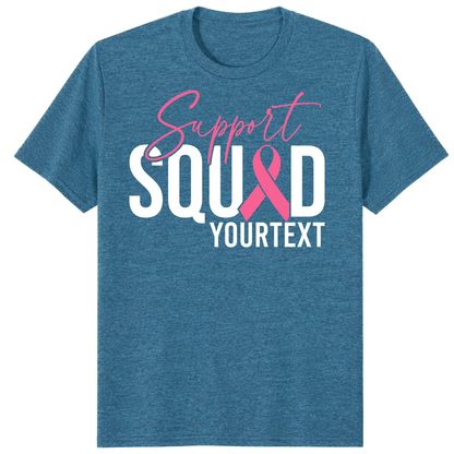 Custom Breast Cancer Support Squad Shirt, Personalized Pink Ribbon Team Tee