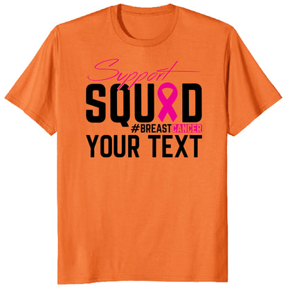 Custom Breast Cancer Support Squad for My Warrior Shirt, Personalized Pink Ribbon Support Tee