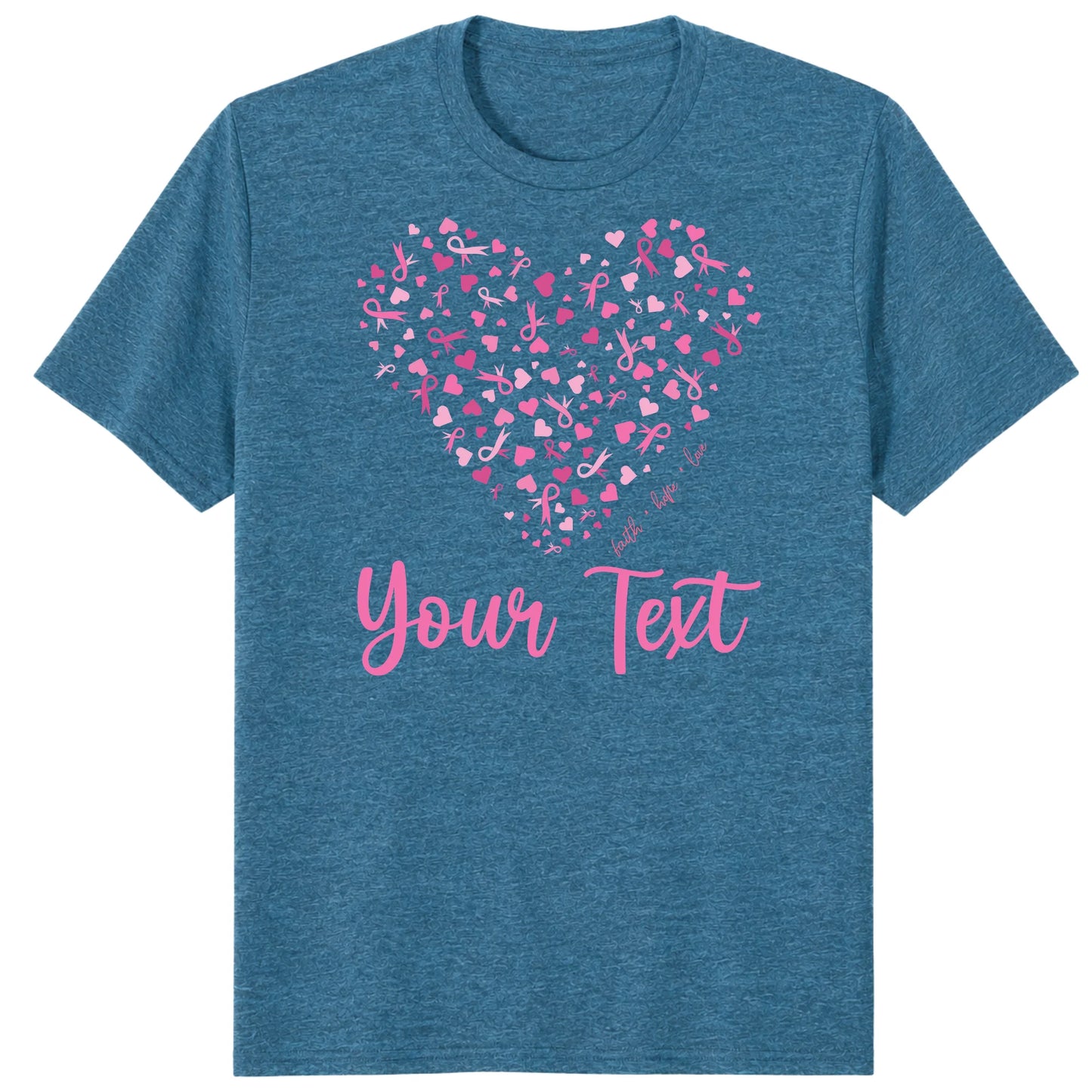Custom Breast Cancer Support Heart Shirt, Personalized Pink Ribbon Team Tee