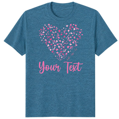Custom Breast Cancer Support Heart Shirt, Personalized Pink Ribbon Team Tee