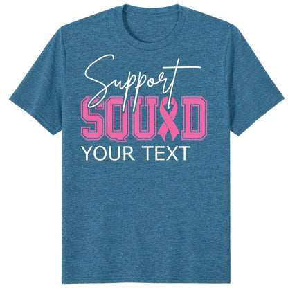 Personalized Breast Cancer Support Squad Shirt, Custom Pink Ribbon Matching Tee