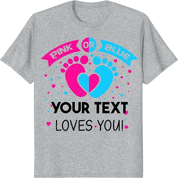 Custom Pink or Blue Gender Reveal Party T-Shirts, Personalized Family Matching Gender Fun Shirts, Daddy Mommy Loves You Tee
