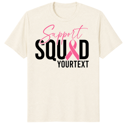 Custom Breast Cancer Support Squad Shirt, Personalized Pink Ribbon Team Tee