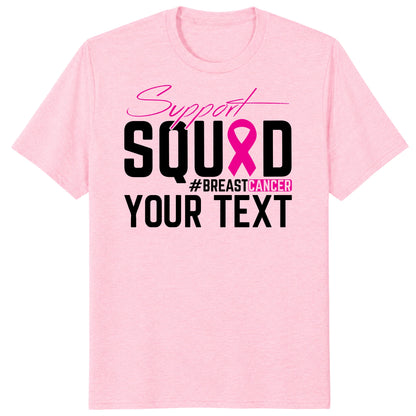 Custom Breast Cancer Support Squad for My Warrior Shirt, Personalized Pink Ribbon Support Tee