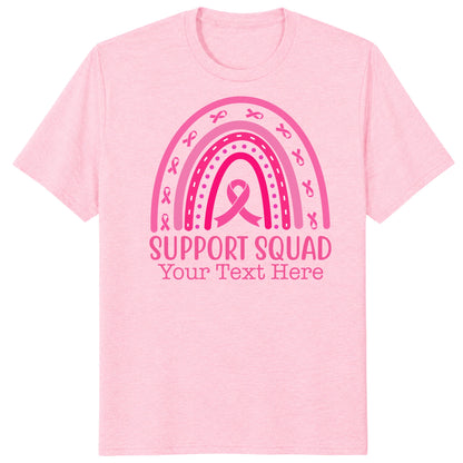 Custom Breast Cancer Support Squad Rainbow Shirt, Personalized Pink Ribbon Tee
