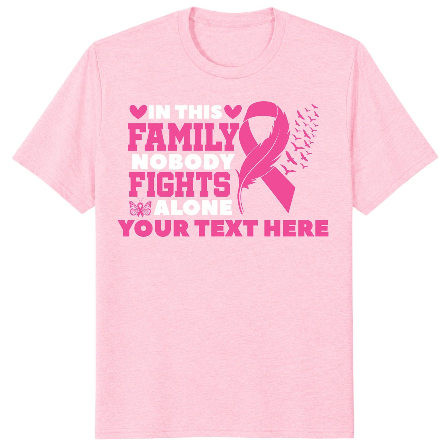 Custom In This Family Nobody Fights Alone Shirt, Personalized Breast Cancer Support Tee