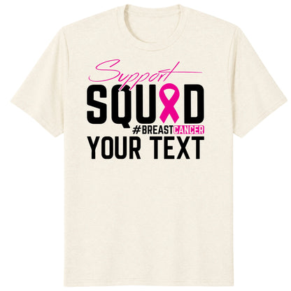 Custom Breast Cancer Support Squad for My Warrior Shirt, Personalized Pink Ribbon Support Tee
