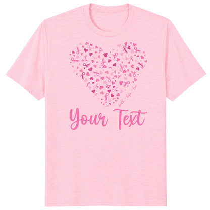 Custom Breast Cancer Support Heart Shirt, Personalized Pink Ribbon Team Tee