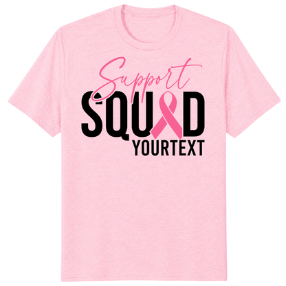 Custom Breast Cancer Support Squad Shirt, Personalized Pink Ribbon Team Tee