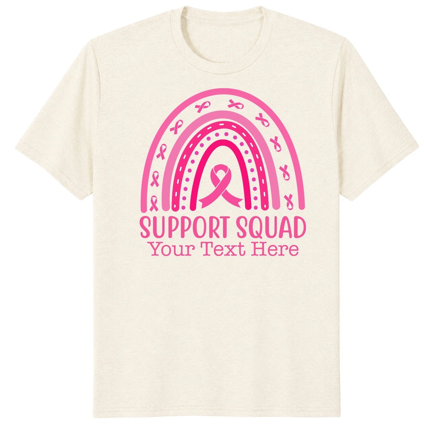 Custom Breast Cancer Support Squad Rainbow Shirt, Personalized Pink Ribbon Tee